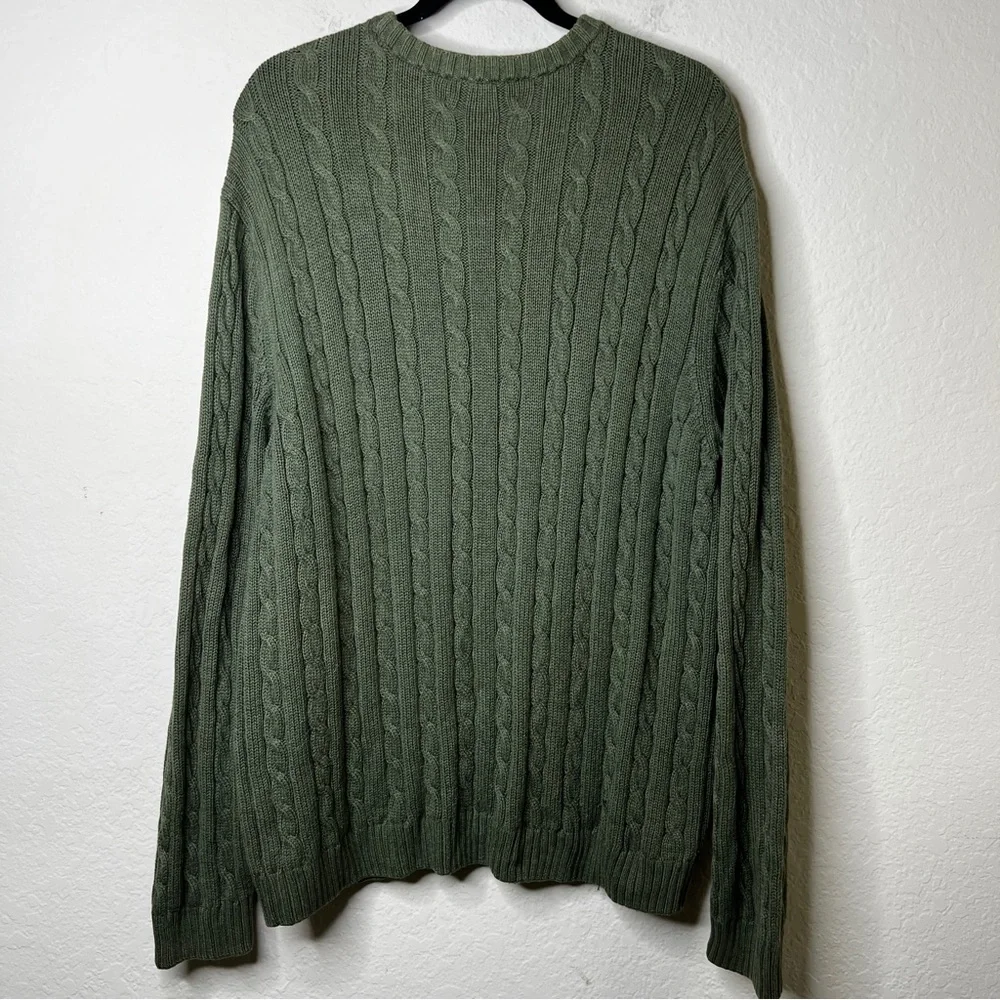 Vintage Chaps 100% cotton Green Cable-knit Sweater in size XL